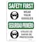 Signmission OSHA Sign, Wear Your Goggles Bilingual, 10in X 7in Rigid Plastic, 10" W, 7" H, Landscape OS-SF-P-710-L-10892 - alternate 1